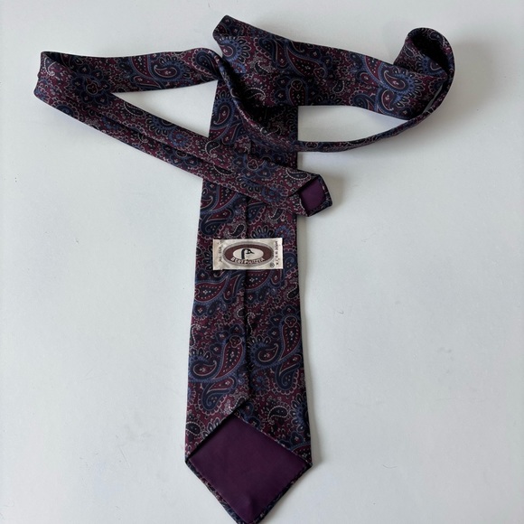 Bert Pulitzer All Silk Tie Navy and Purple Paisley Design - Picture 2 of 3